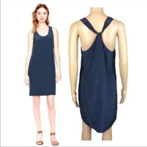 J.CREW Twist Back Silk Navy Dress 4